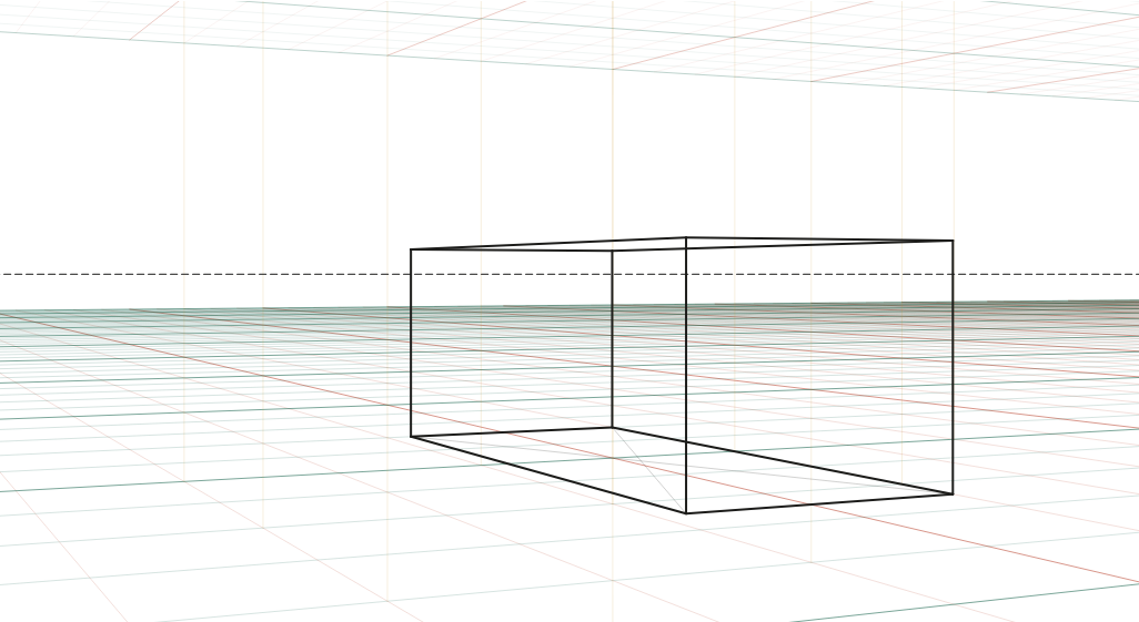 A 4.5 × 1.8 × 1.5 m saloon box at 11 m, camera 1.3 m, 50 mm: the brochure view.